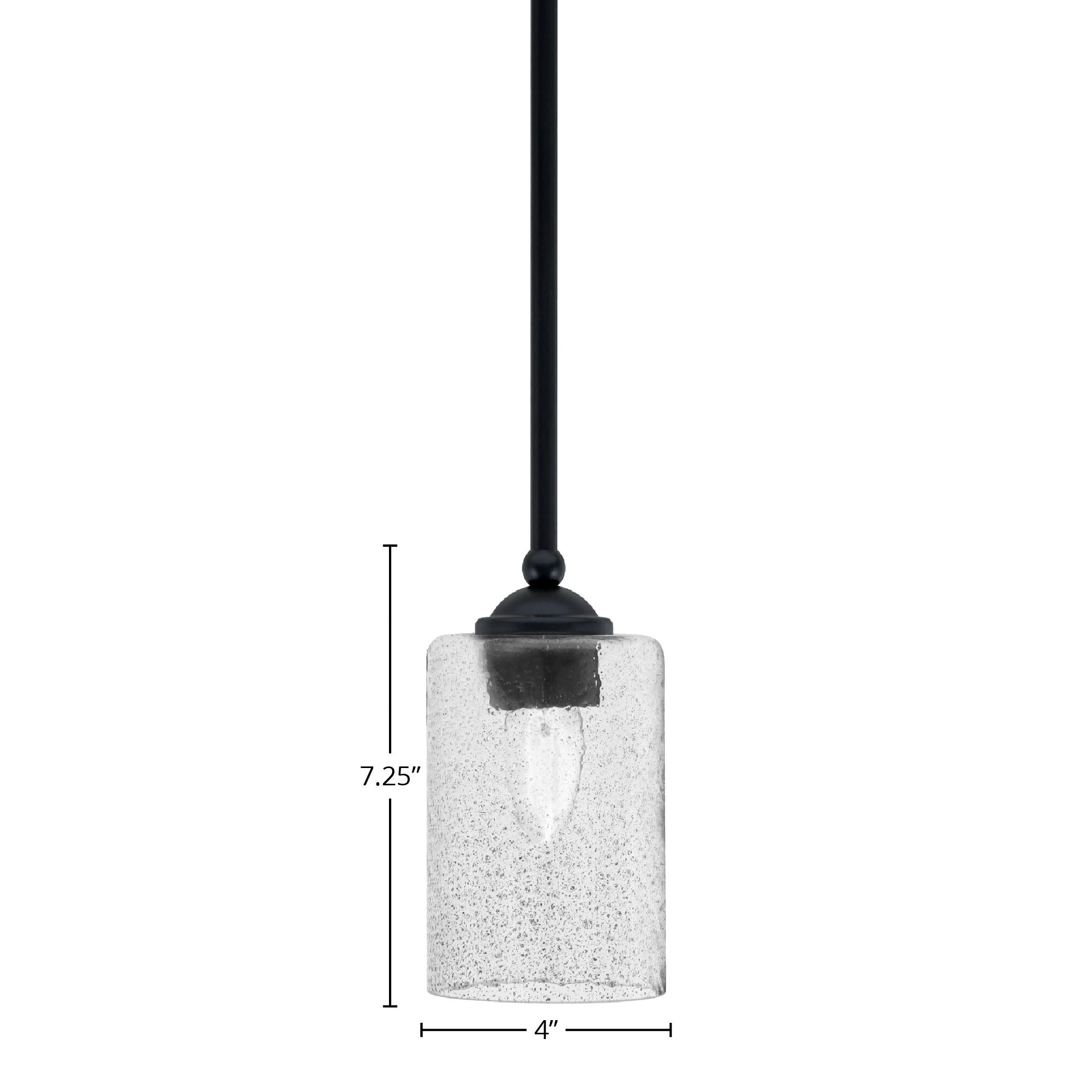 Zilo One Light Mini Pendant in Matte Black with 4" Smoke Bubble Shade