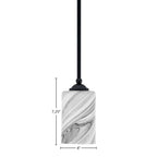 Zilo One Light Mini Pendant in Matte Black with 4" Onyx Swirl Shade