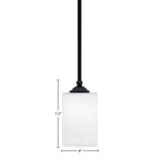 Zilo One Light Mini Pendant in Matte Black with 4" White Muslin Shade