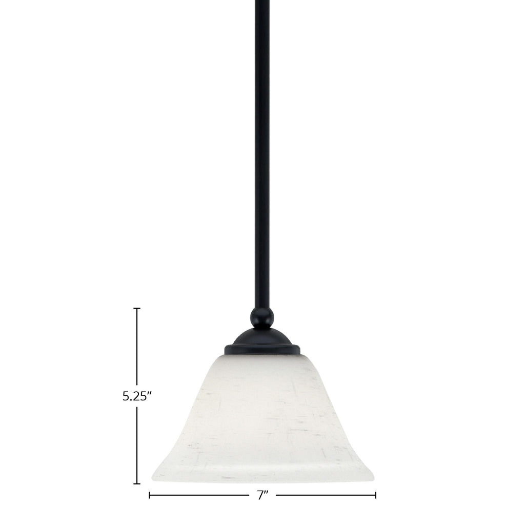 Zilo One Light Mini Pendant in Matte Black with 7" White Muslin Shade