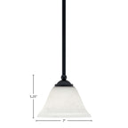 Zilo One Light Mini Pendant in Matte Black with 7" White Muslin Shade