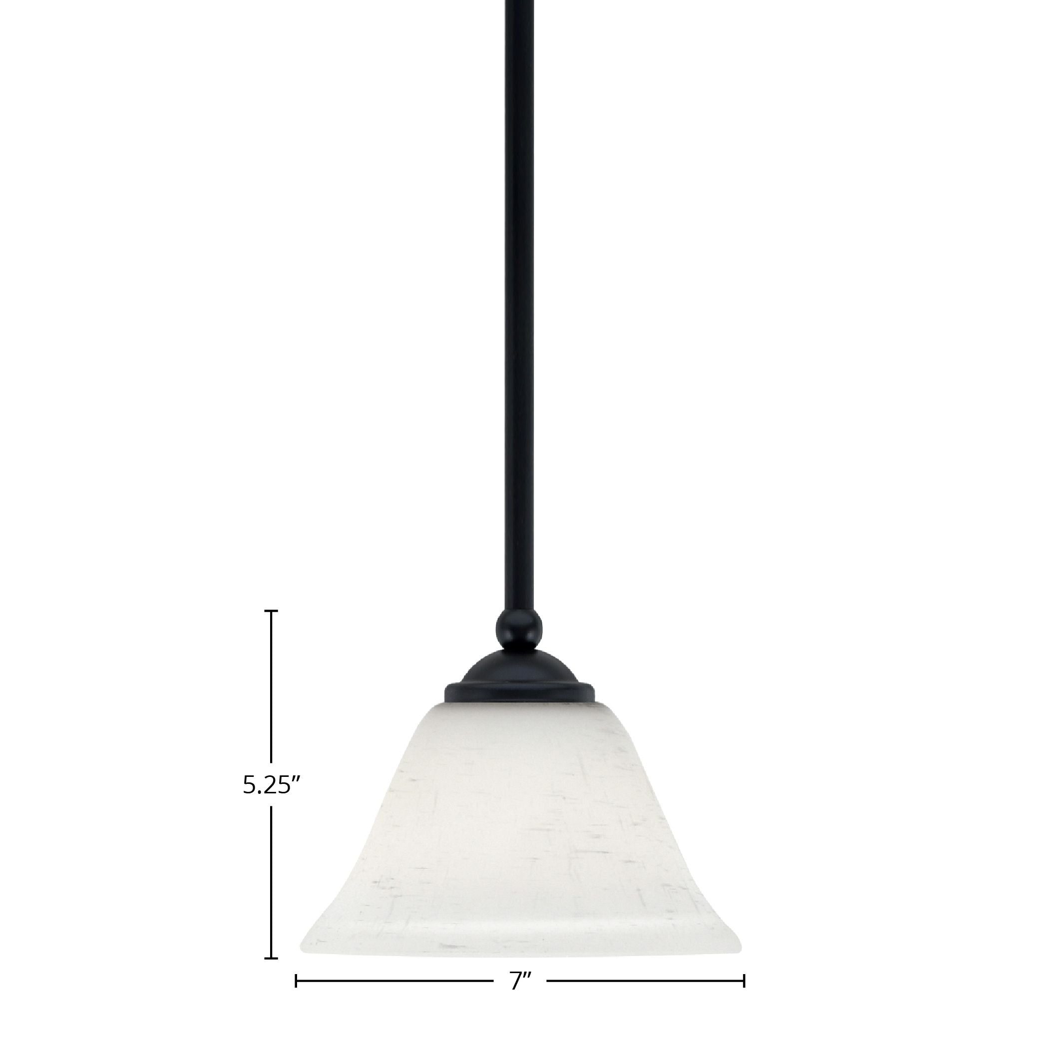 Zilo One Light Mini Pendant in Matte Black with 7" White Muslin Shade
