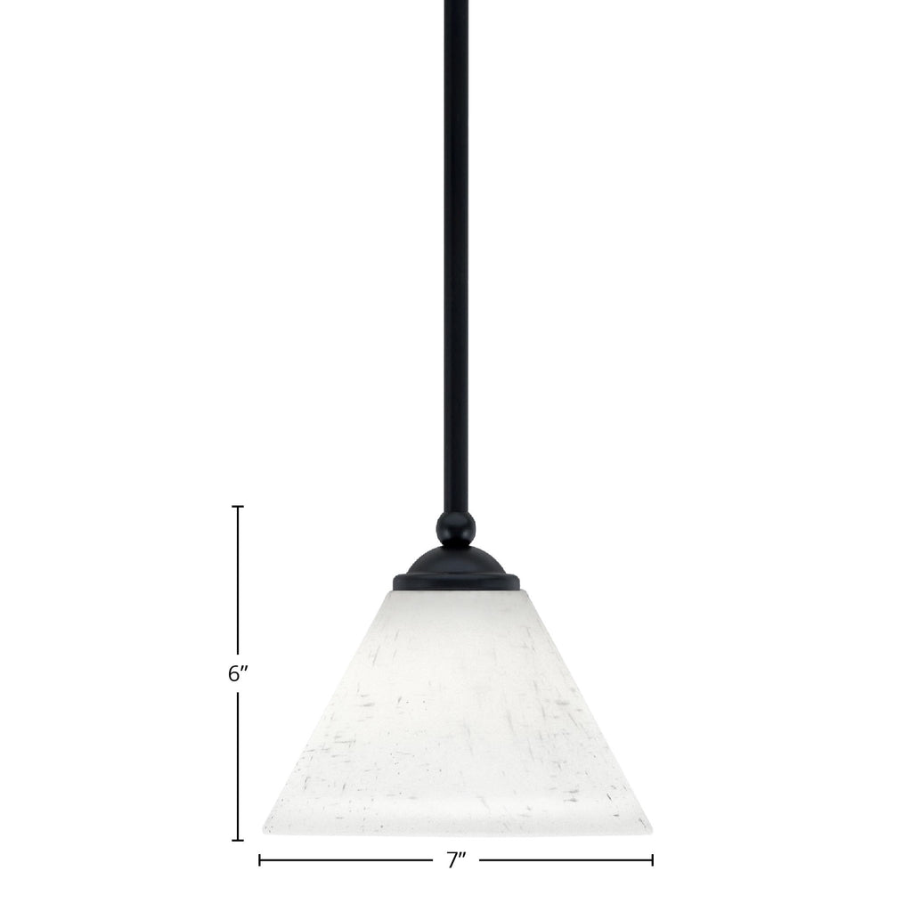 Zilo One Light Mini Pendant in Matte Black with 7" White Muslin Shade