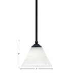 Zilo One Light Mini Pendant in Matte Black with 7" White Muslin Shade