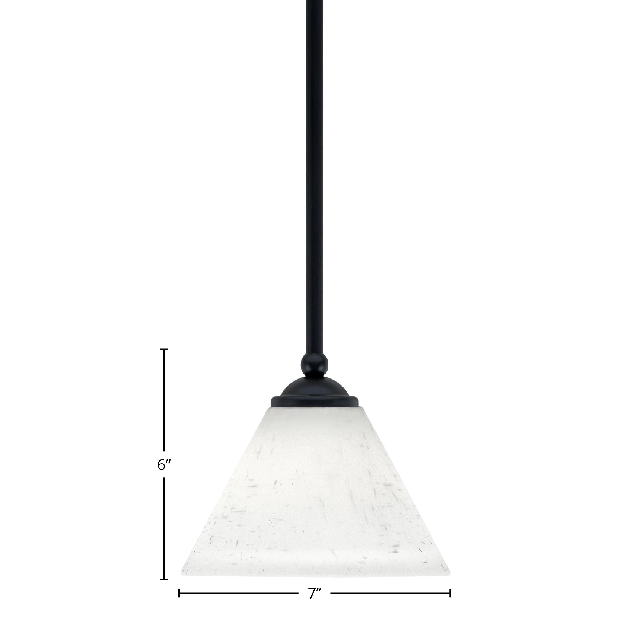 Zilo One Light Mini Pendant in Matte Black with 7" White Muslin Shade