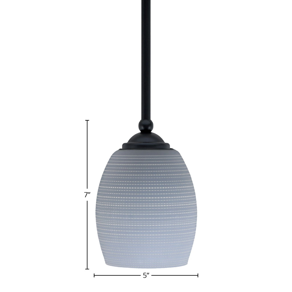 Zilo One Light Mini Pendant in Matte Black with 5" Gray Matrix Shade