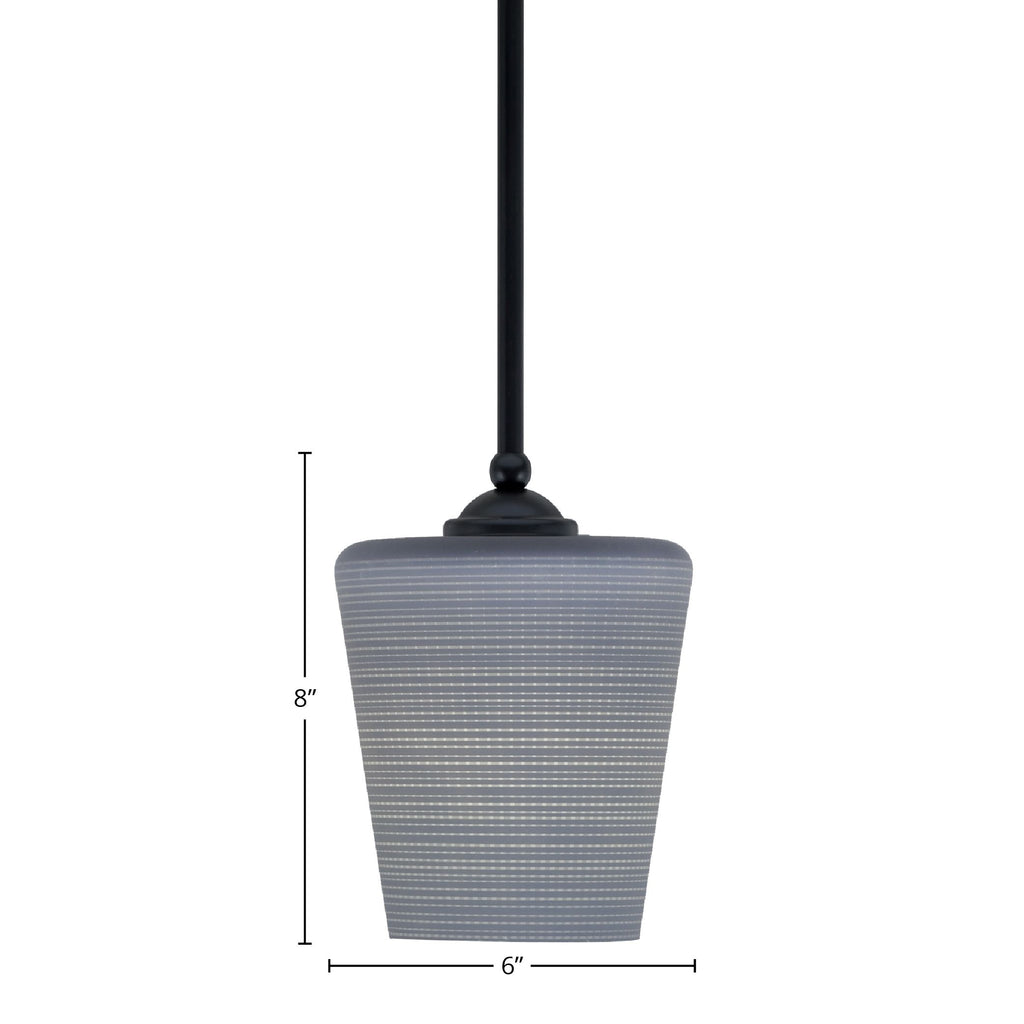 Zilo One Light Mini Pendant in Matte Black with 6" Gray Matrix Shade