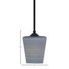 Zilo One Light Mini Pendant in Matte Black with 6" Gray Matrix Shade