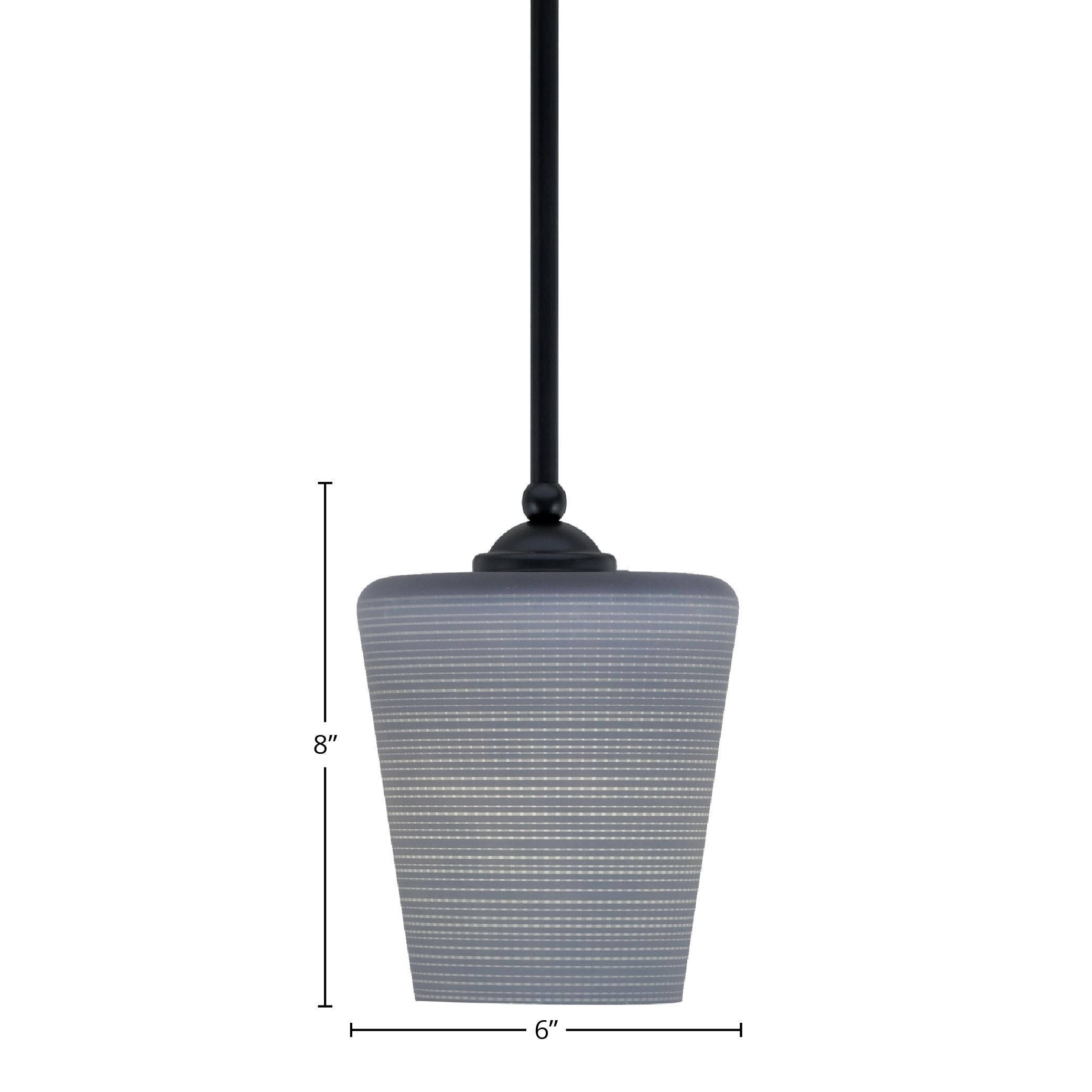 Zilo One Light Mini Pendant in Matte Black with 6" Gray Matrix Shade