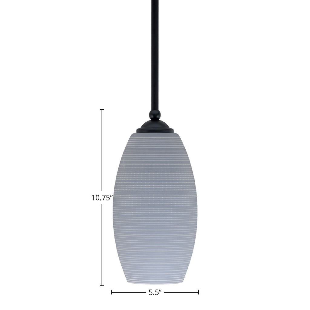 Zilo One Light Mini Pendant in Matte Black with 5.5" Gray Matrix Shade