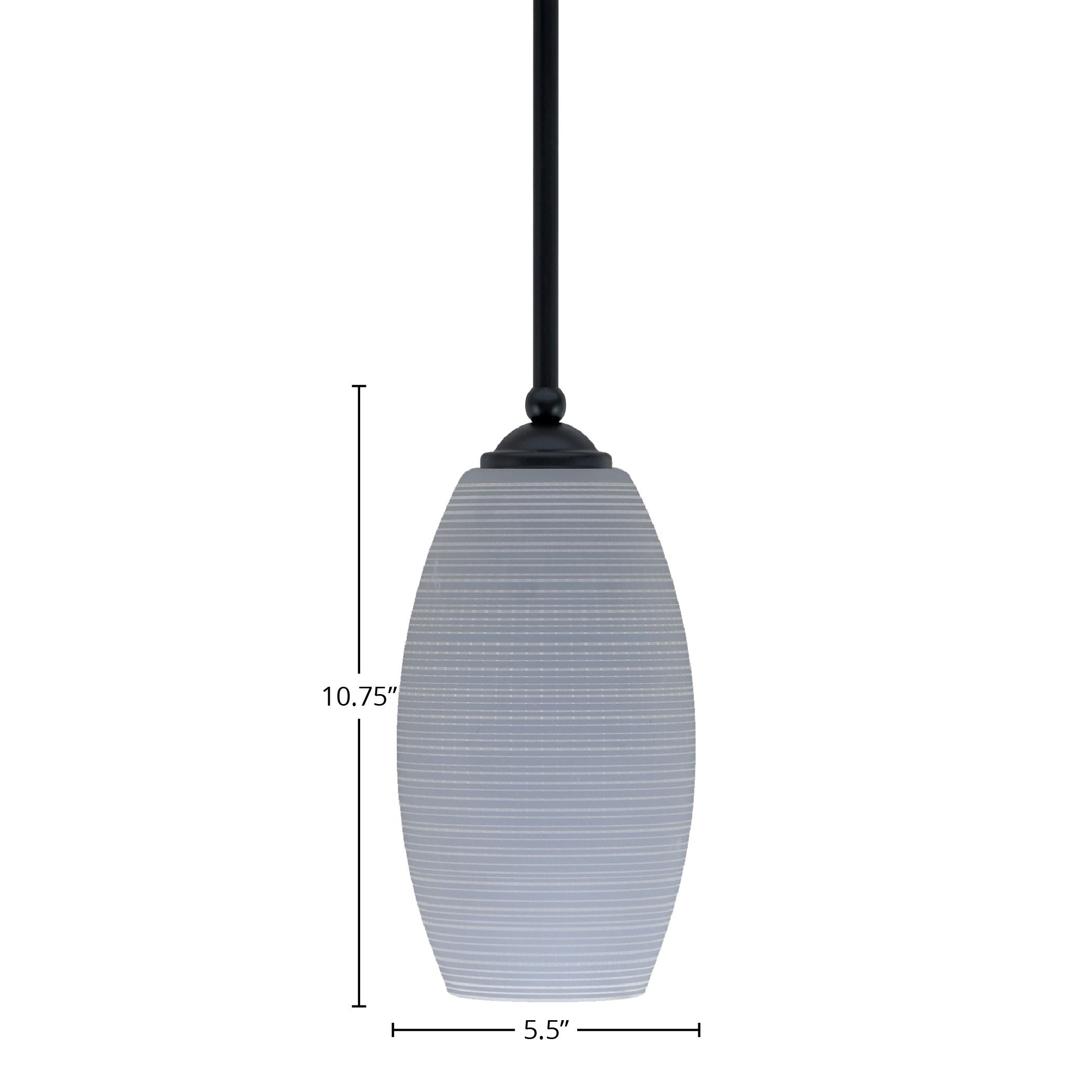 Zilo One Light Mini Pendant in Matte Black with 5.5" Gray Matrix Shade