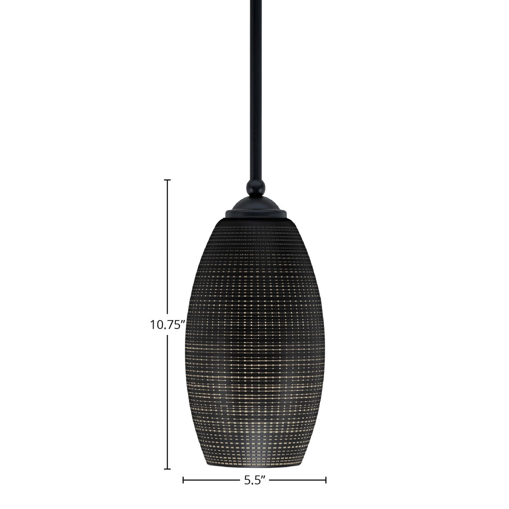 Zilo One Light Mini Pendant in Matte Black with 5.5" Black Matrix Shade