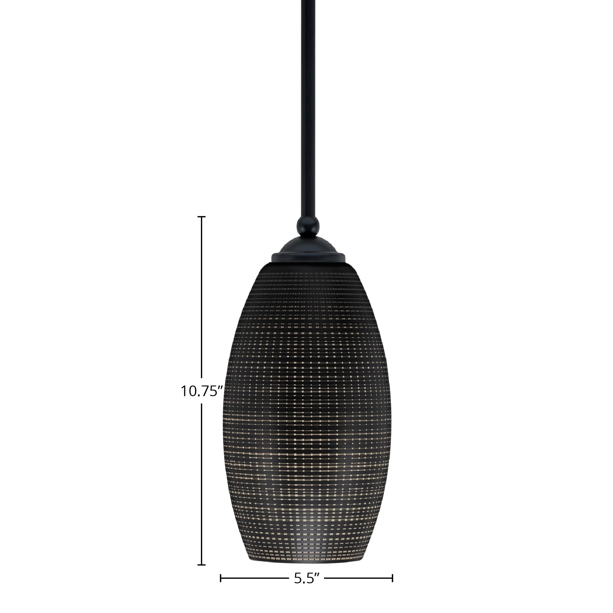 Zilo One Light Mini Pendant in Matte Black with 5.5" Black Matrix Shade