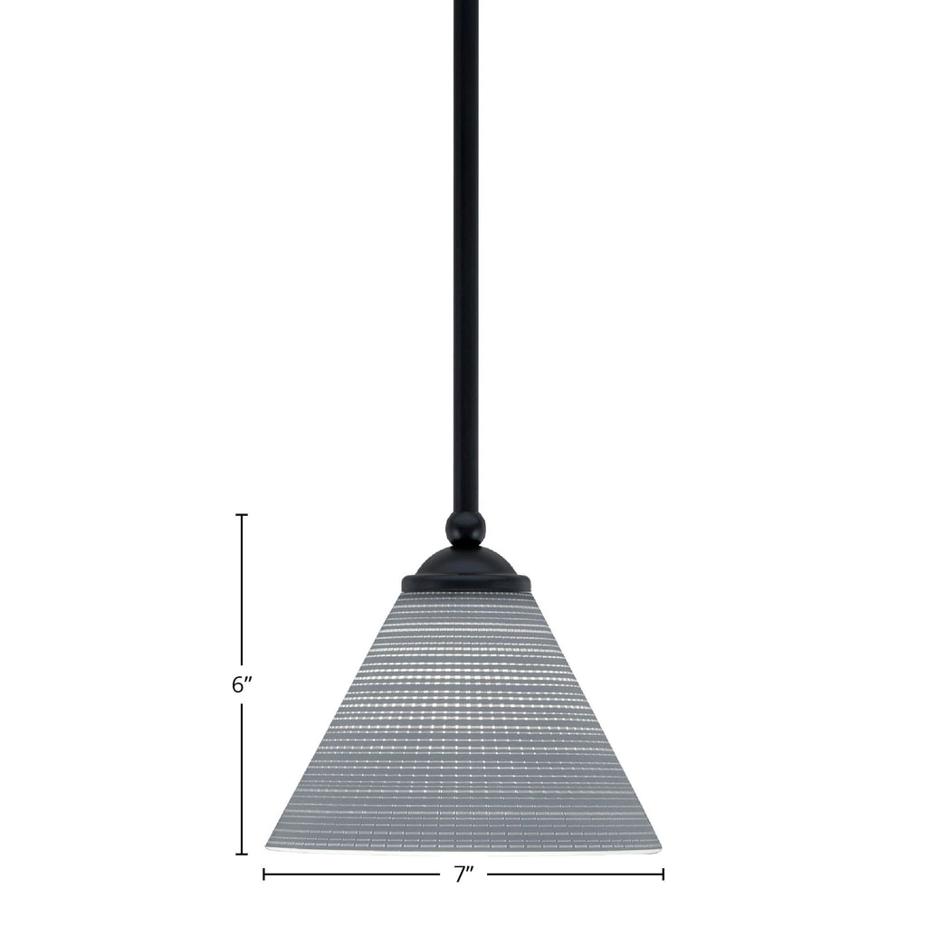 Zilo One Light Mini Pendant in Matte Black with 7" Gray Matrix Shade