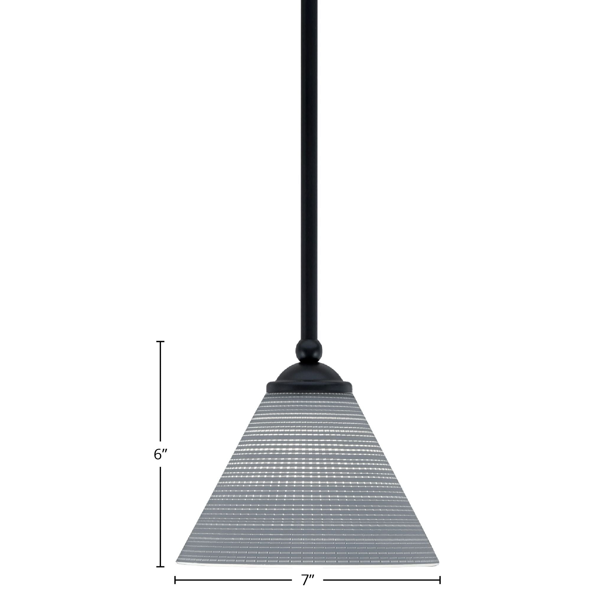 Zilo One Light Mini Pendant in Matte Black with 7" Gray Matrix Shade