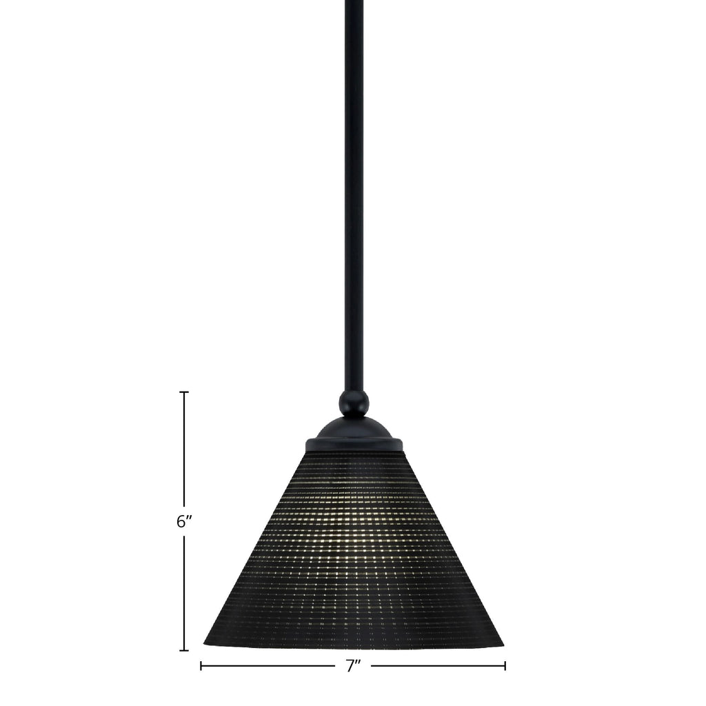Zilo One Light Mini Pendant in Matte Black with 7" Black Matrix Shade