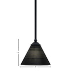 Zilo One Light Mini Pendant in Matte Black with 7" Black Matrix Shade