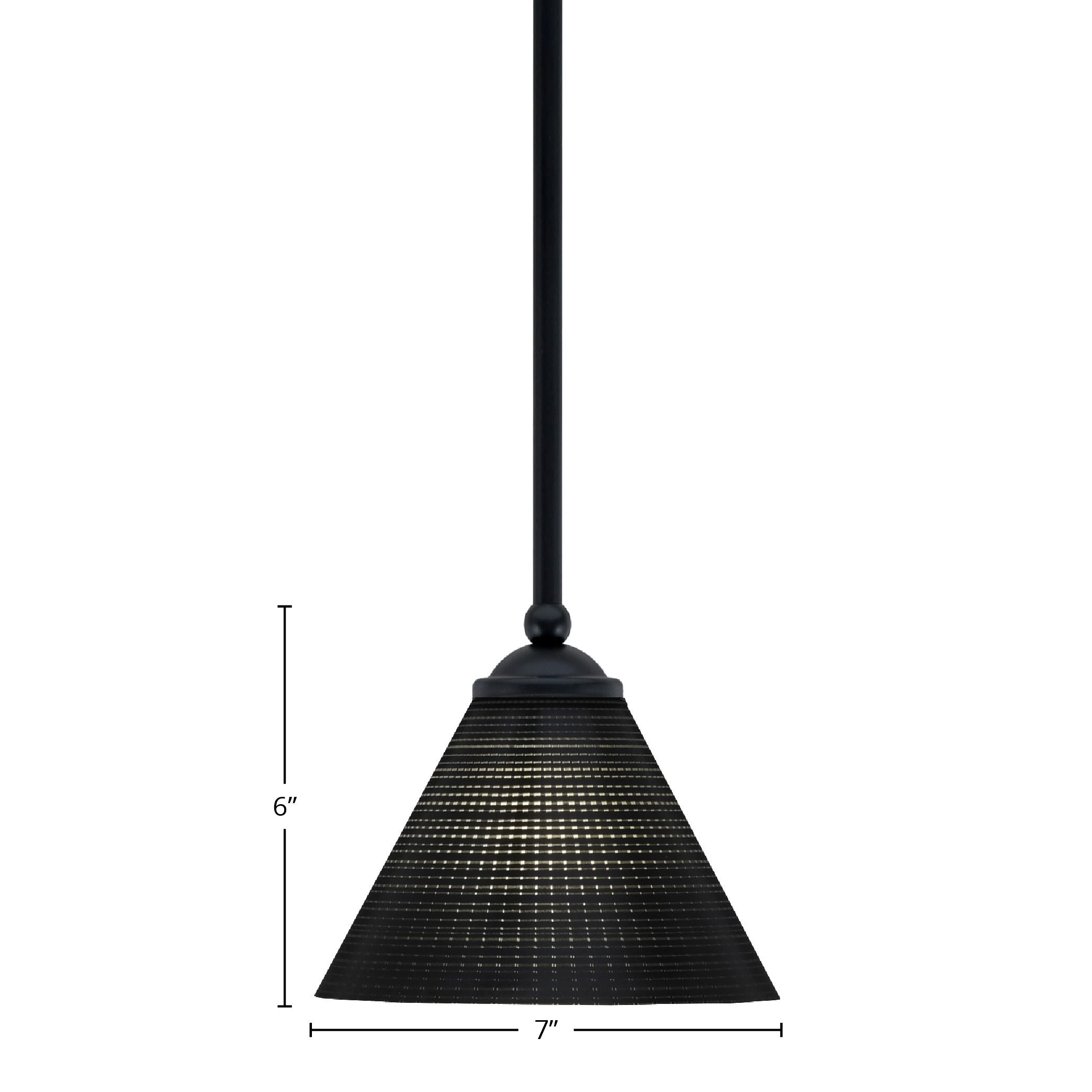 Zilo One Light Mini Pendant in Matte Black with 7" Black Matrix Shade