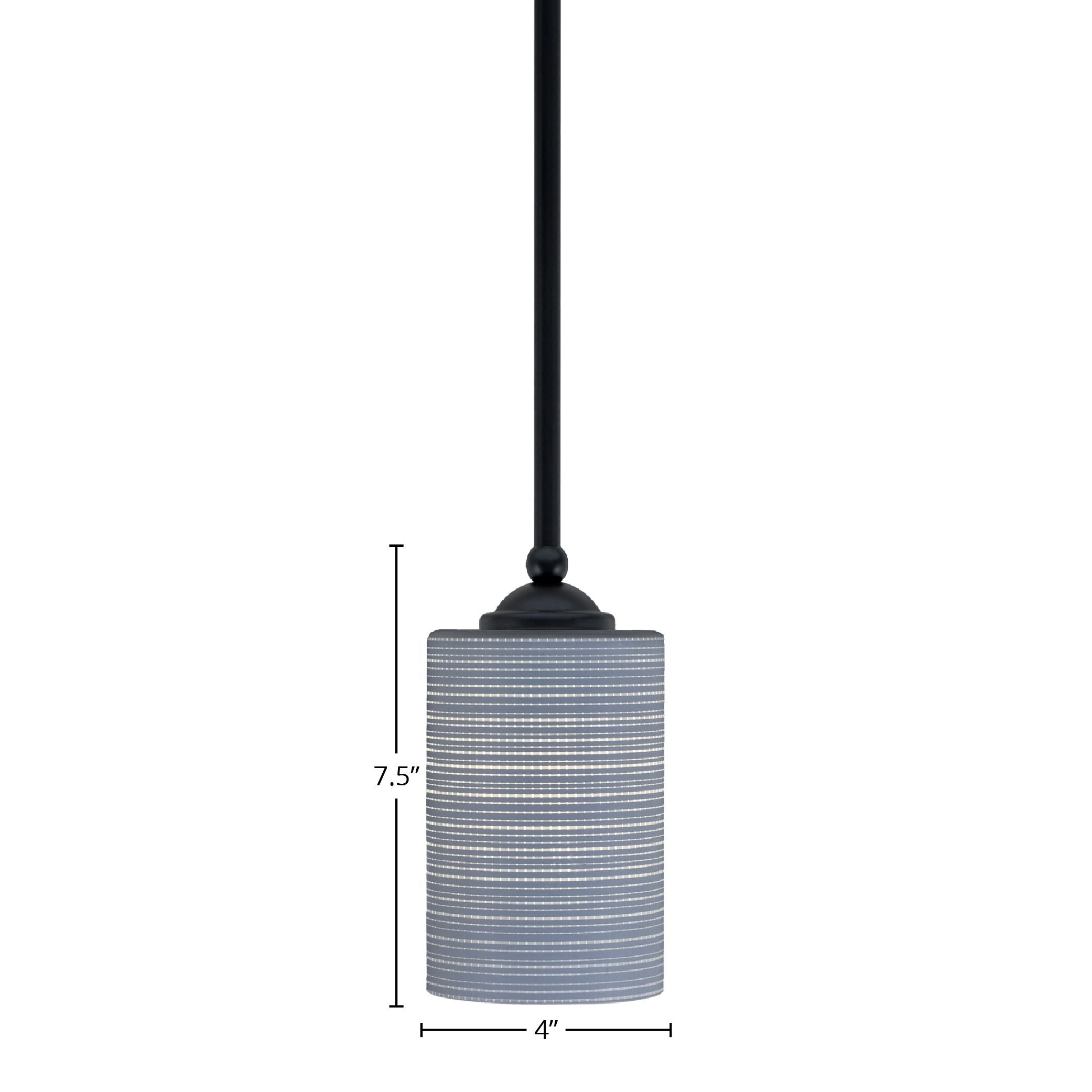 Zilo One Light Mini Pendant in Matte Black with 4" Gray Matrix Shade