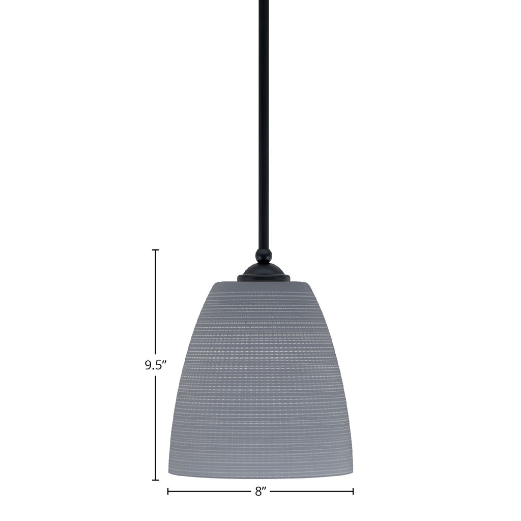 Zilo One Light Mini Pendant in Matte Black with 8" Gray Matrix Shade