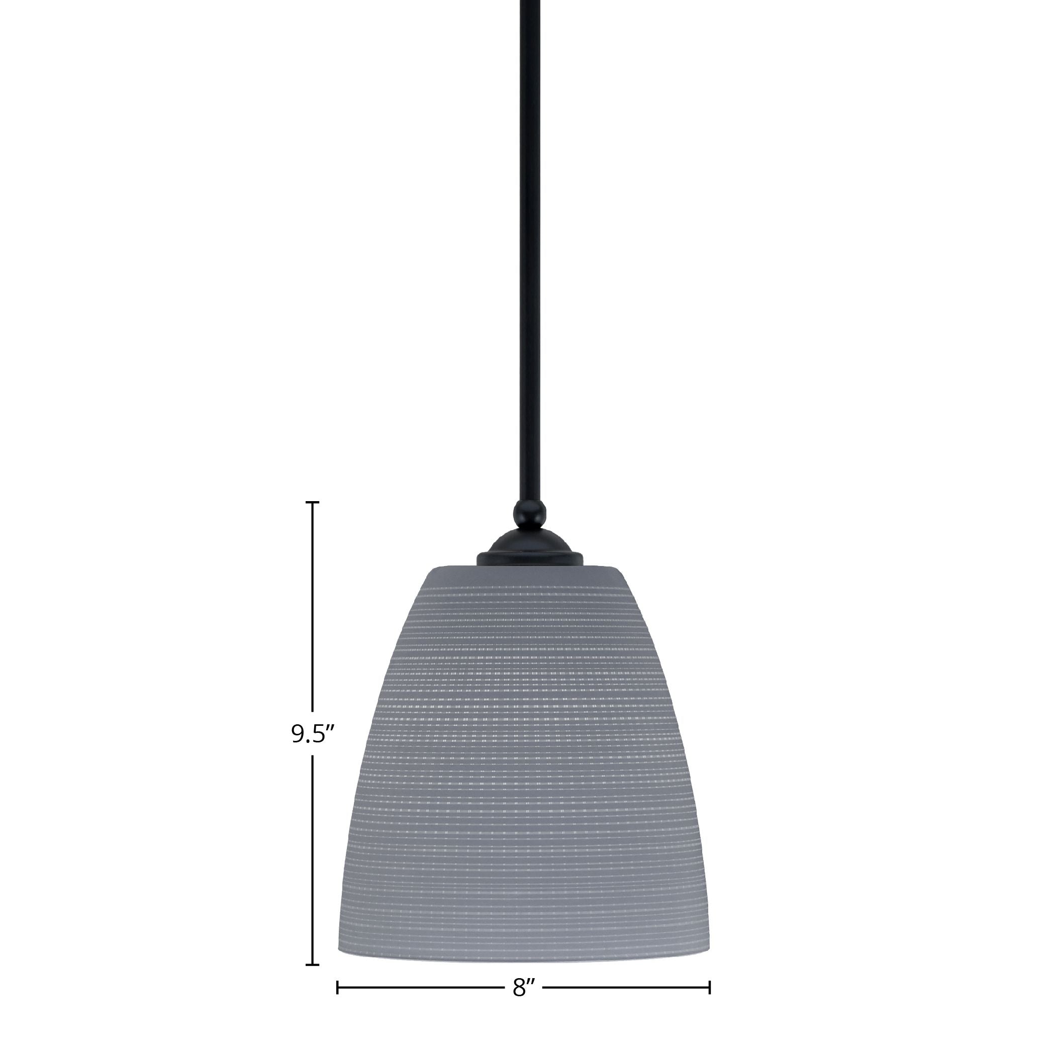 Zilo One Light Mini Pendant in Matte Black with 8" Gray Matrix Shade