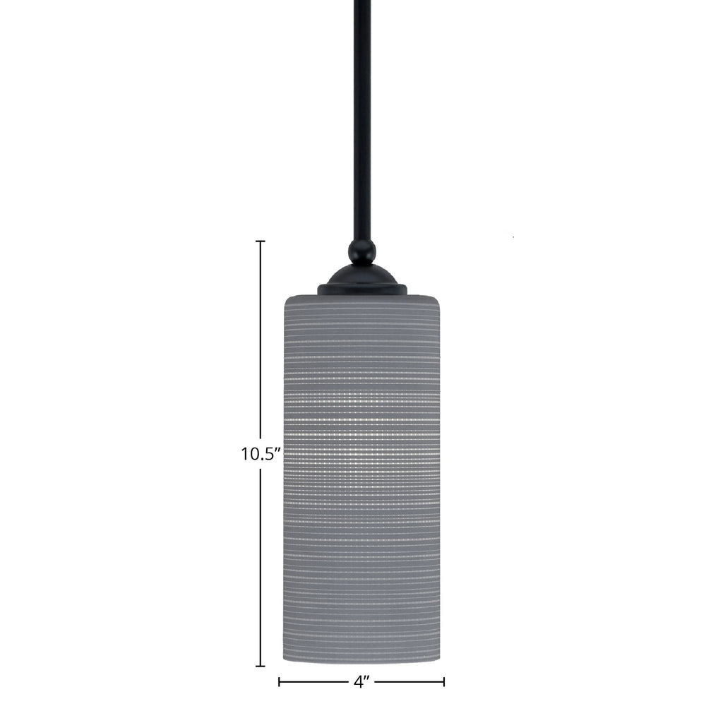 Zilo One Light Mini Pendant in Matte Black with 4" Gray Matrix Shade