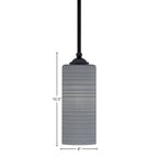 Zilo One Light Mini Pendant in Matte Black with 4" Gray Matrix Shade
