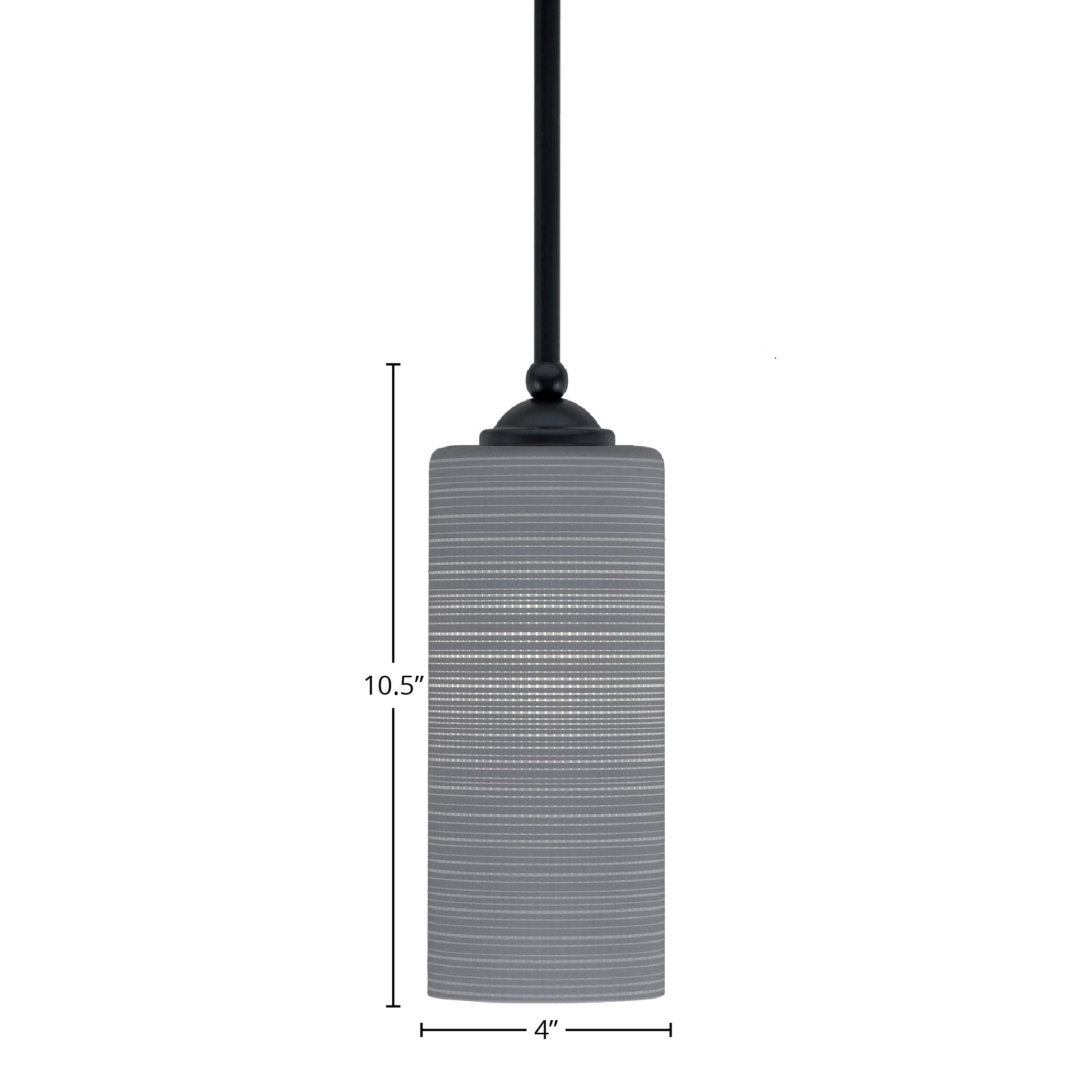 Zilo One Light Mini Pendant in Matte Black with 4" Gray Matrix Shade