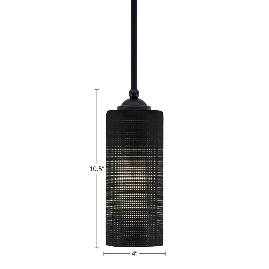 Zilo One Light Mini Pendant in Matte Black with 4" Black Matrix Shade