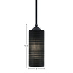 Zilo One Light Mini Pendant in Matte Black with 4" Black Matrix Shade