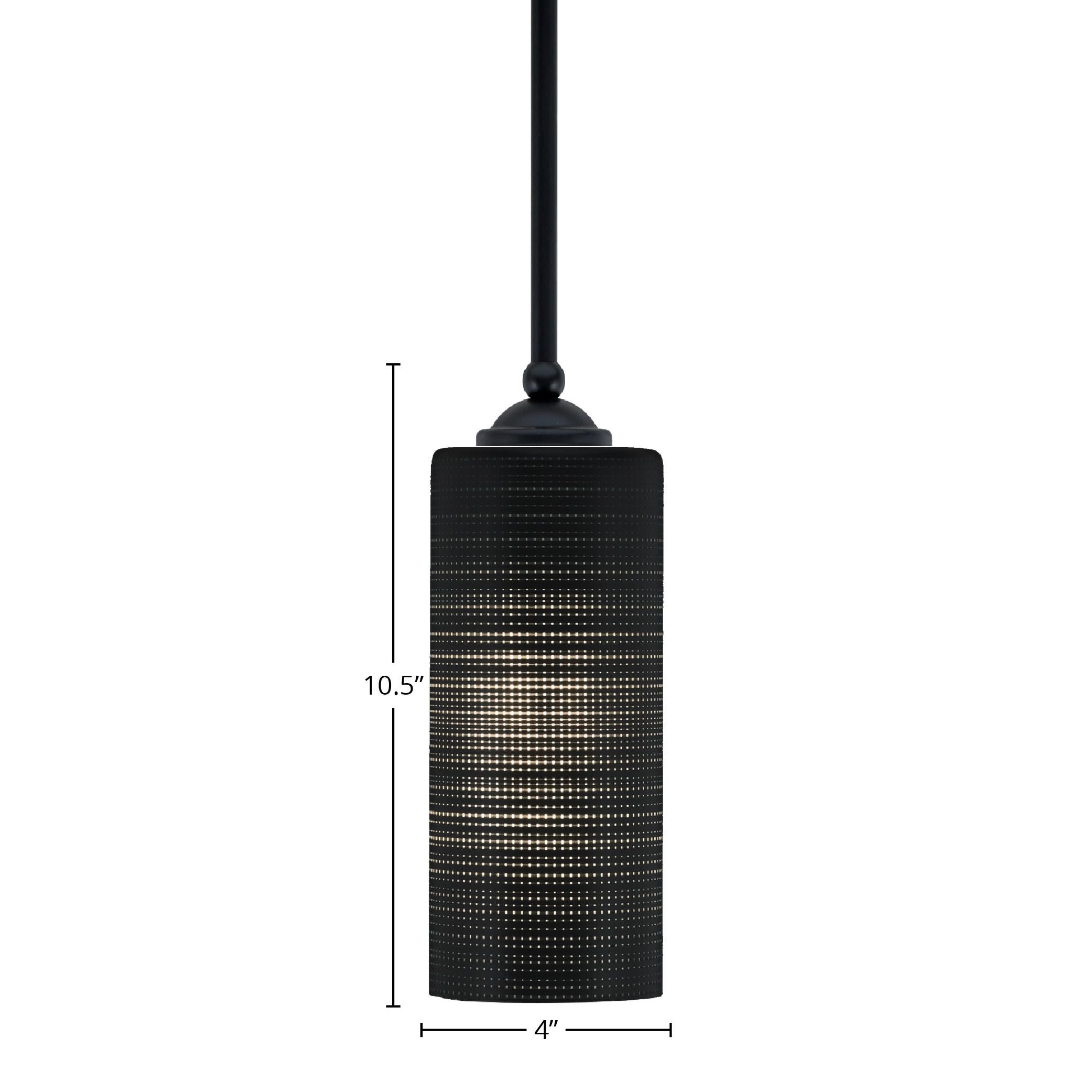 Zilo One Light Mini Pendant in Matte Black with 4" Black Matrix Shade