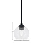 Zilo One Light Mini Pendant in Matte Black with 5.75" Clear Bubble Shade