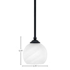 Zilo One Light Mini Pendant in Matte Black with 5.75" White Marble Shade