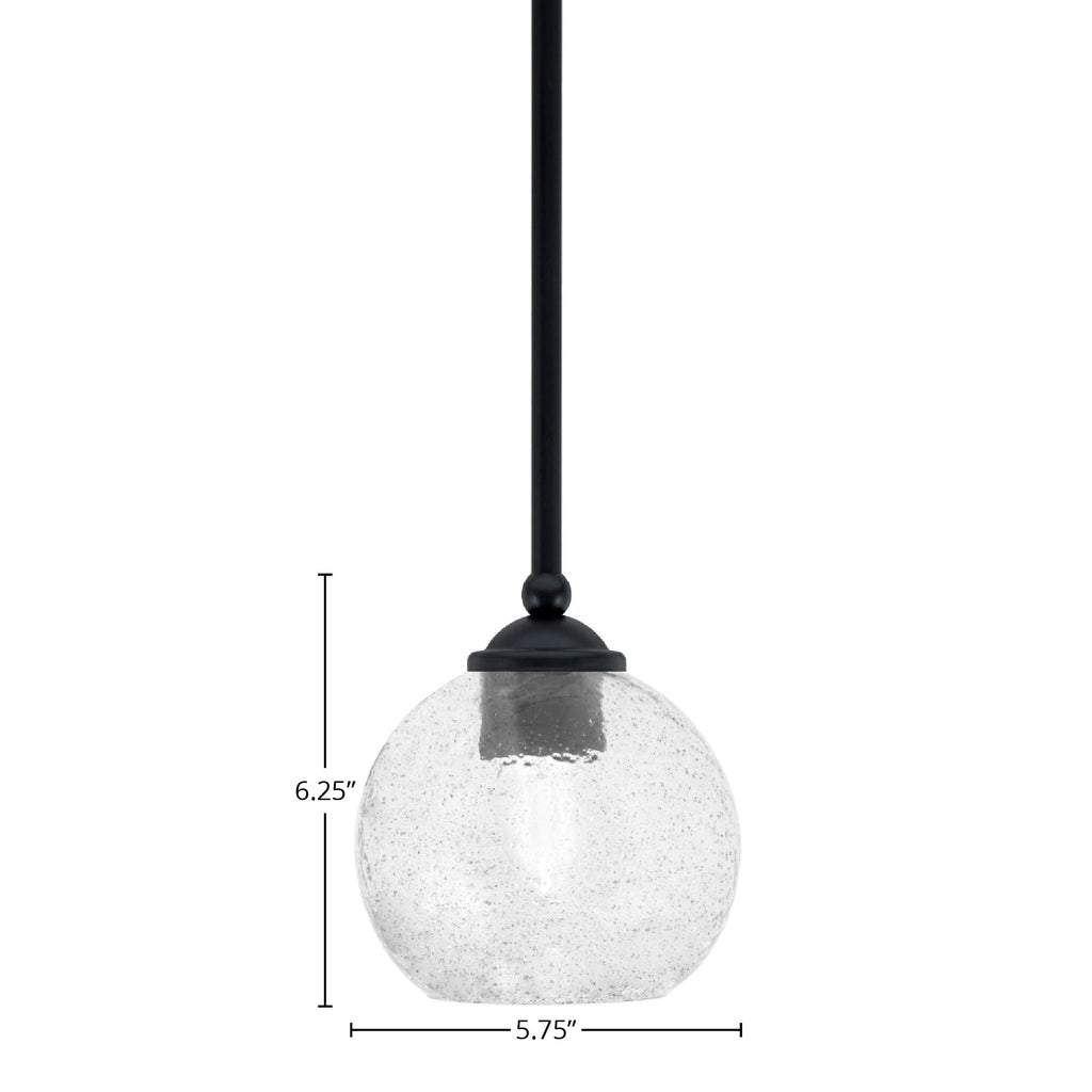 Zilo One Light Mini Pendant in Matte Black with 5.75" Smoke Bubble Shade