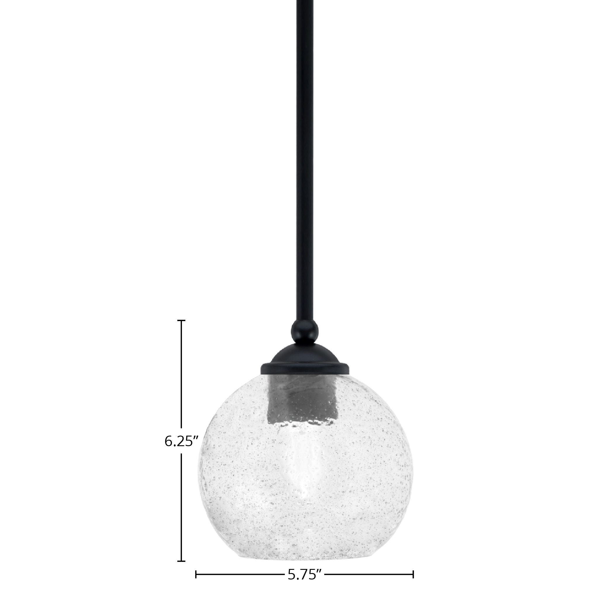 Zilo One Light Mini Pendant in Matte Black with 5.75" Smoke Bubble Shade