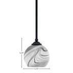 Zilo One Light Mini Pendant in Matte Black with 5.75" Onyx Swirl Shade