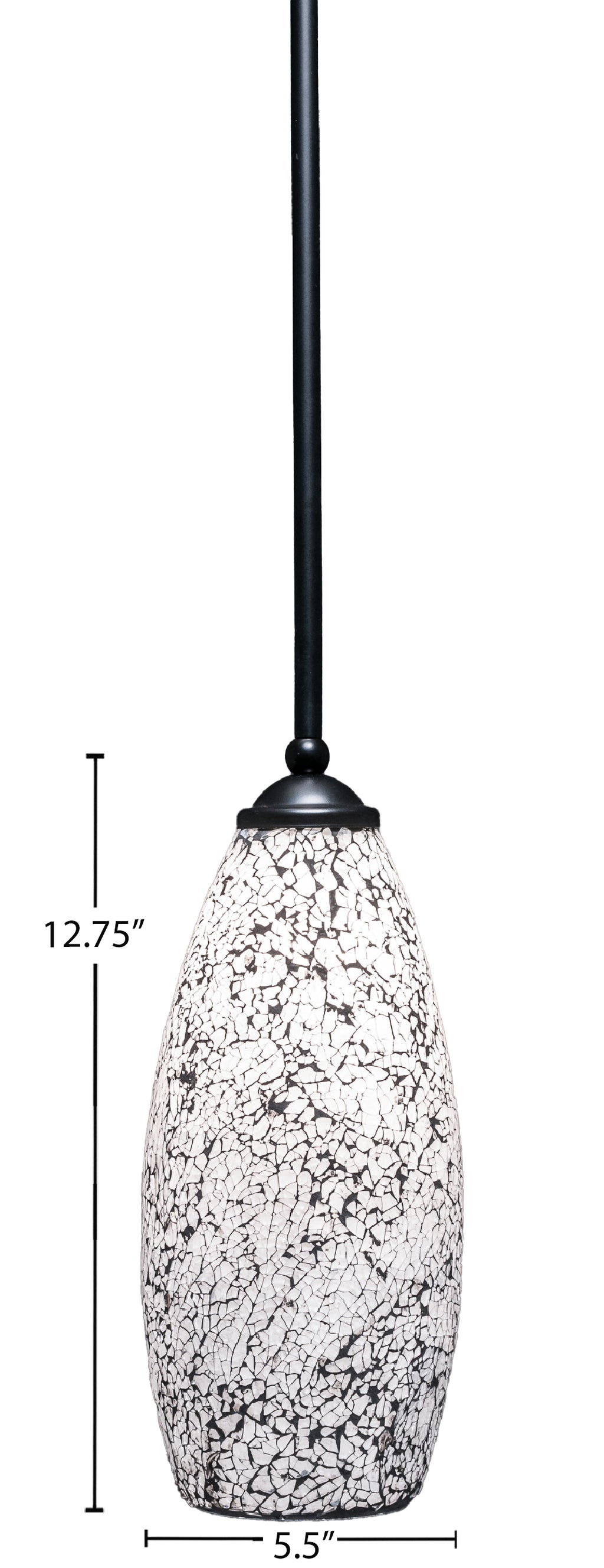 Zilo One Light Mini Pendant in Matte Black with 5.5" Black Fusion Shade