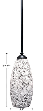 Zilo One Light Mini Pendant in Matte Black with 5.5" Black Fusion Shade