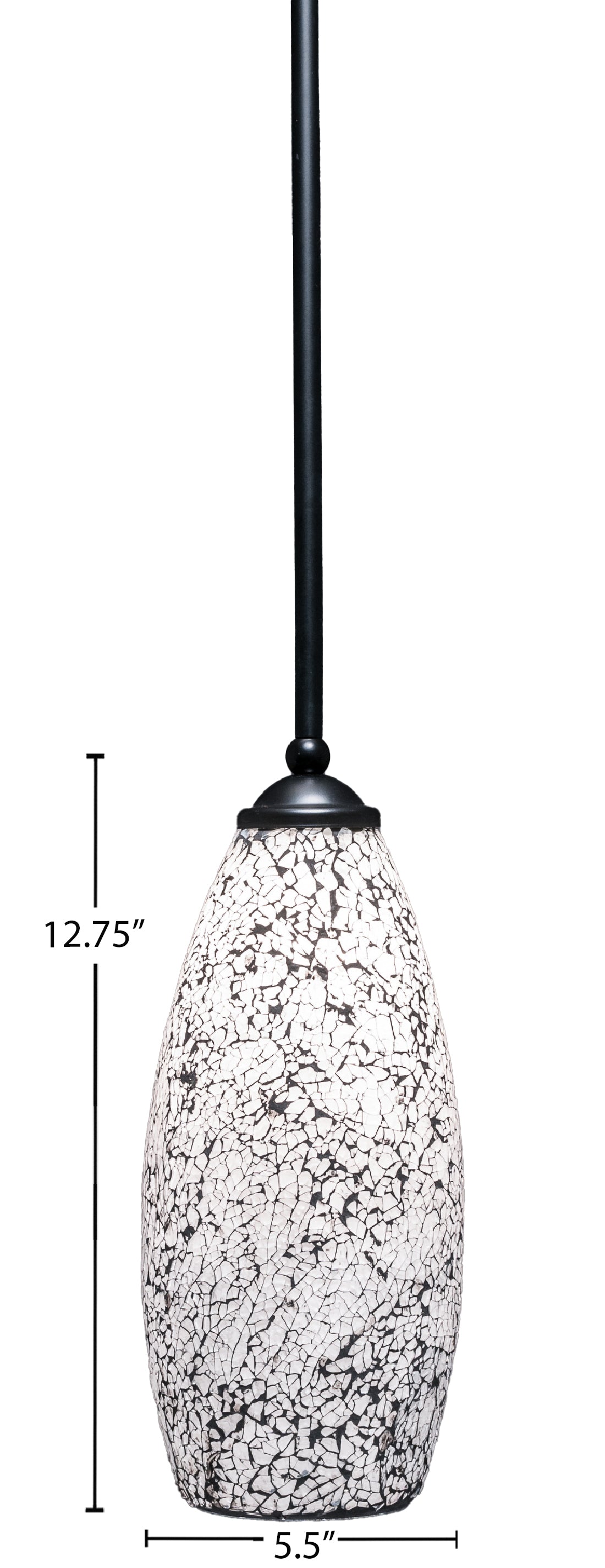 Zilo One Light Mini Pendant in Matte Black with 5.5" Black Fusion Shade