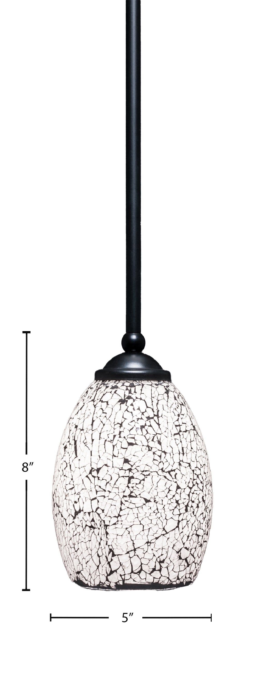 Zilo One Light Mini Pendant in Matte Black with 5" Black Fusion Shade