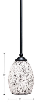 Zilo One Light Mini Pendant in Matte Black with 5" Black Fusion Shade
