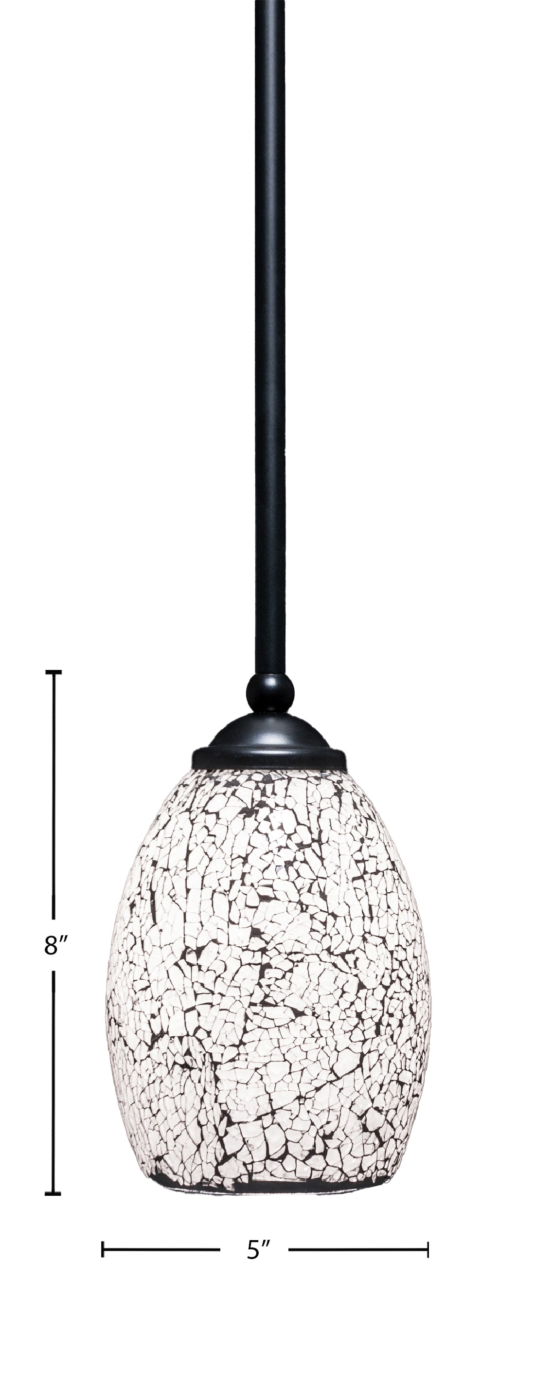 Zilo One Light Mini Pendant in Matte Black with 5" Black Fusion Shade