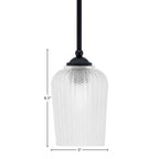 Zilo One Light Mini Pendant in Matte Black with 5" Clear Textured Shade
