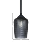 Zilo One Light Mini Pendant in Matte Black with 5" Smoke Textured Shade