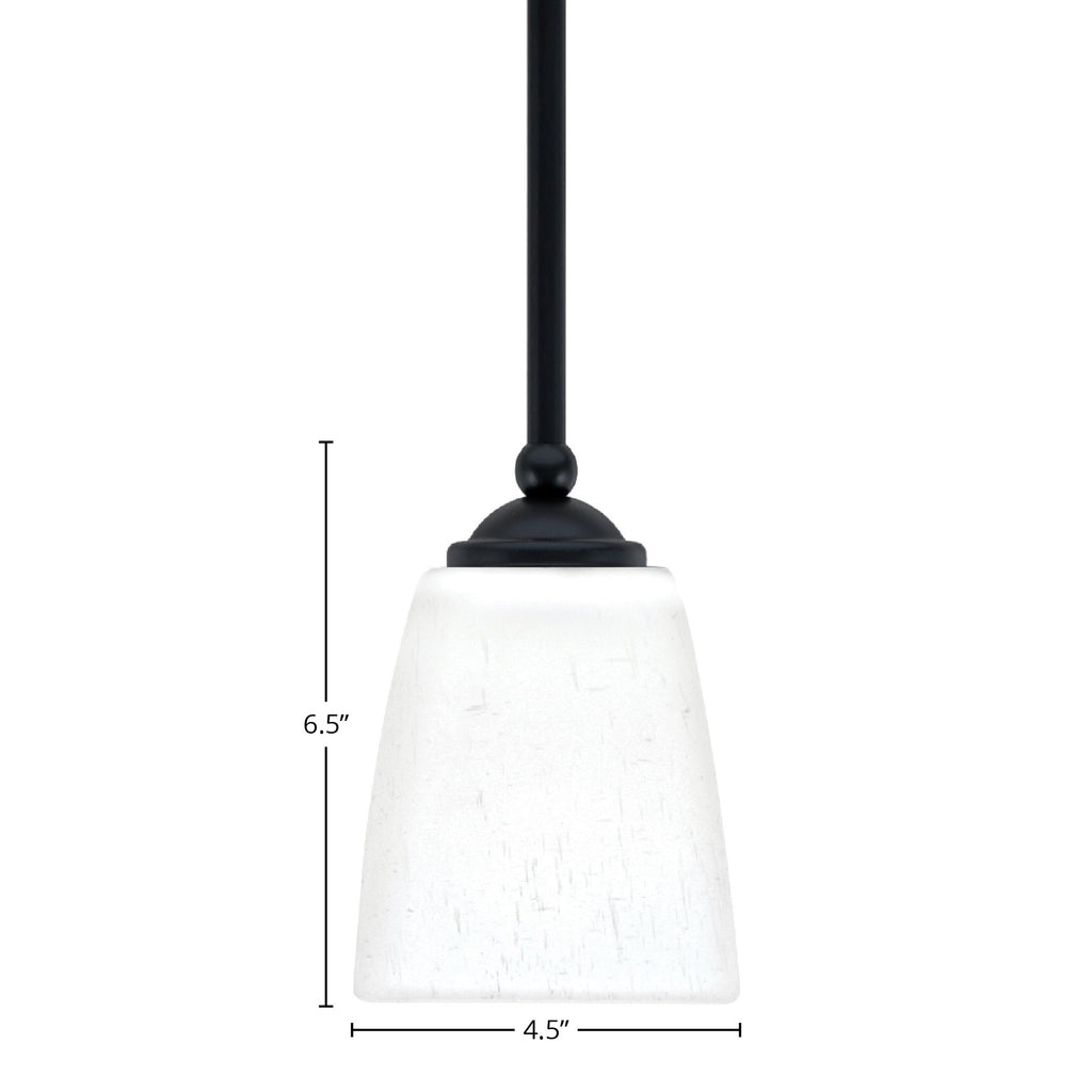 Zilo One Light Mini Pendant in Matte Black with 4.5" Square White Muslin Shade