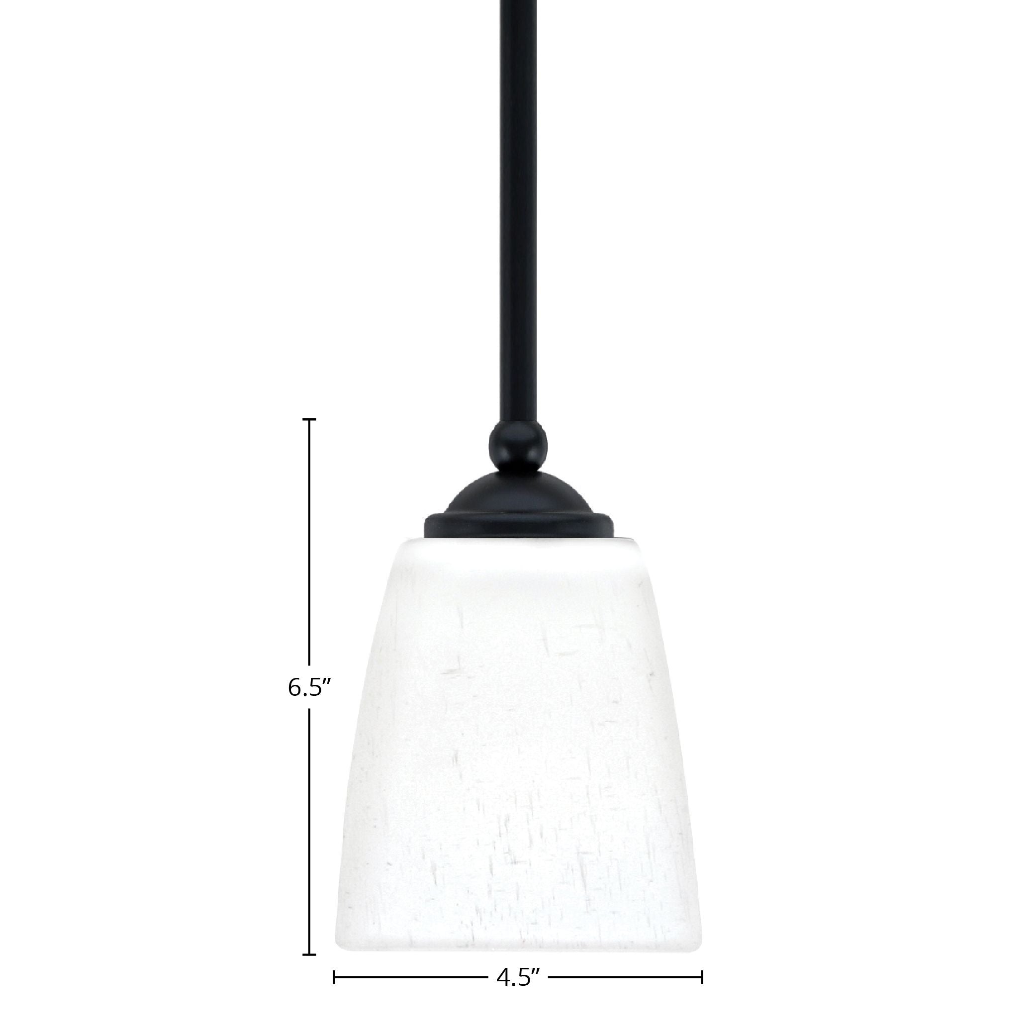 Zilo One Light Mini Pendant in Matte Black with 4.5" Square White Muslin Shade