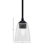 Zilo One Light Mini Pendant in Matte Black with 4.5" Square Clear Bubble Shade