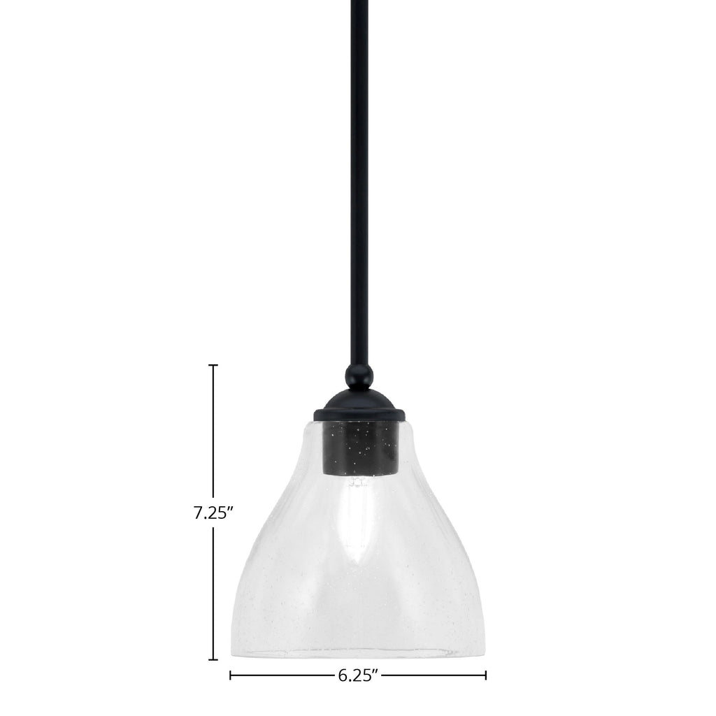 Zilo One Light Mini Pendant in Matte Black with 6.25" Clear Bubble Shade