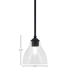Zilo One Light Mini Pendant in Matte Black with 6.25" Clear Bubble Shade