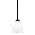 Zilo One Light Mini Pendant in Matte Black with 6.25" White Marble Shade